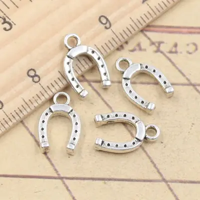 Image de Breloques Fer à Cheval Chance - 30 pcs Argent Antique