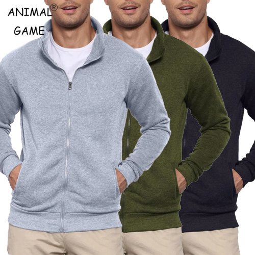 Immagine di Felpa Uomo Autunnale Senza Cappuccio con Zip – Giacca Leggera Maniche Lunghe, Taglio Slim Fit per Look Sportivo e Streetwear All'Aperto