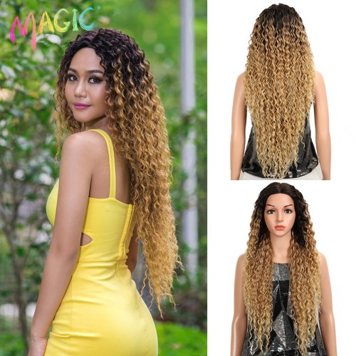 Bild von Synthetische Spitzenperücke mit Ombre-Blond & Locken