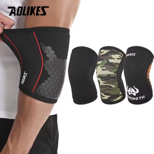 Bild von AOLIKES Ellenbogenhülsen (Paar), Unterstützung für Gewichtheben, Powerlifting, Squat, Basketball und Tennis, 7-mm-Neopren-Kompressionsbandage