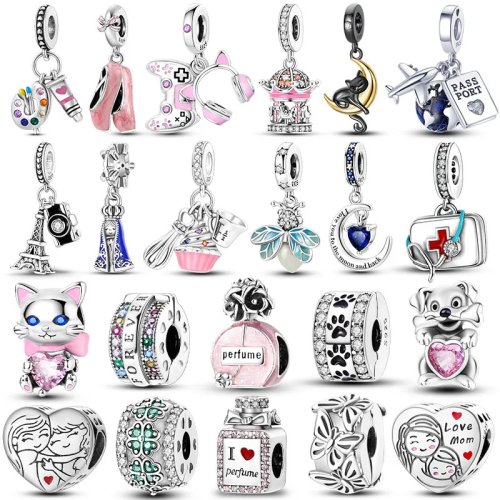 Elegante Colgante de Plata 925 para Mujer, Diseño Original y Moderno, Ideal para Pulseras y Joyería Fina