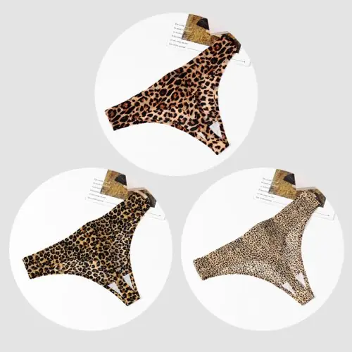 Image de Ensemble Lingerie Féminin 3 Pièces - Style Léopard