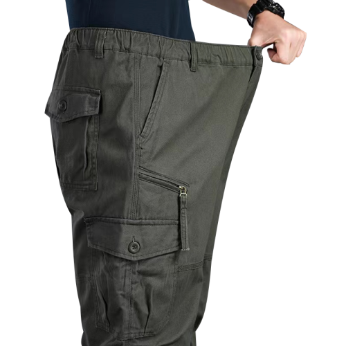 Imagen de Pantalones tácticos de alta calidad para hombre, pantalones Cargo de algodón de talla grande con cintura elástica, pantalones multibolsillos, pantalones de trabajo de entrenamiento deportivo
