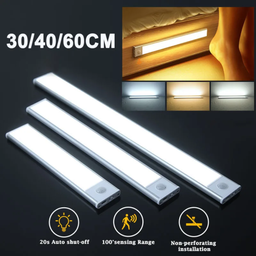 Image of Motion Sensor LED Cabinet Lamp Wireless Dimmable LED Night Light Rechargeable Lamp for Kitchen Wardrobe Aisle Closet Tube Light