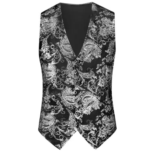Image de Gilet de Costume Homme Slim - Rouge, Beige, Bleu, Argent