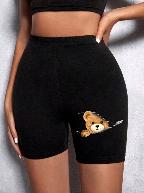 Image de Leggings Courts Ours Peluche - Style Drôle & Tendance
