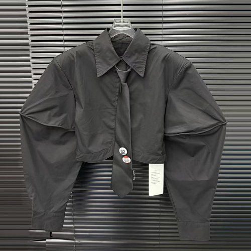 Imagen de DEAT 2025 principios de otoño nuevo diseño de nicho camisa para mujer moda versátil con corbata Top corto Casual mujer moda 11A06010