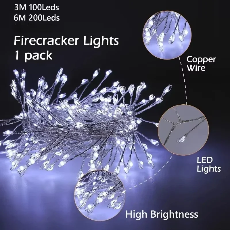 Afbeelding van USB-aangedreven LED-lichtslinger met afstandsbediening – 6 meter en 3 meter, perfect voor kerst, bruiloften en tuinfeesten