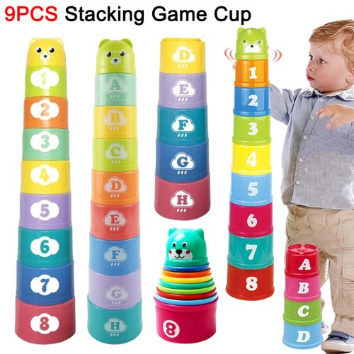 Juego de Apilamiento de Tazas para Niños con Copas Plegables, Números, Formas y Letras – Juego de Mesa Educativo de Velocidad Manual para Desarrollo Temprano