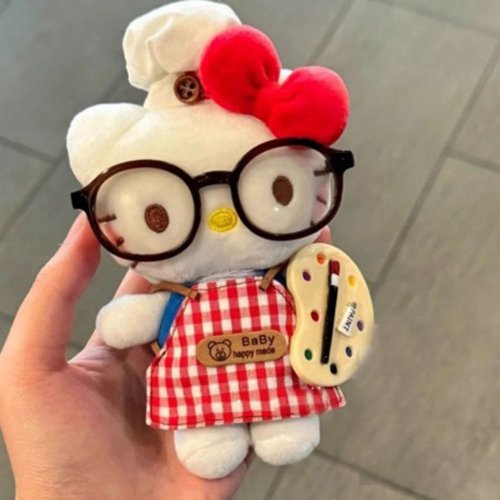 Image of Sanrio Cute Chef Kitty Plush Bag Pendant Keychain – Adorable Backpack Hanger and Keyring for Girls and Kids