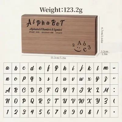 Image de Ensemble de Timbres en Bois - 70 Pièces Alphabet, Chiffres & Symboles