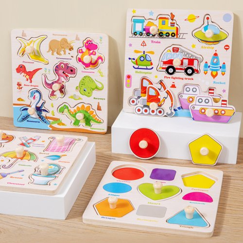 Imagen de Rompecabezas 3D de Madera Montessori para Bebés con Animales de Dibujos Animados – Juguetes Educativos para Aprendizaje Temprano