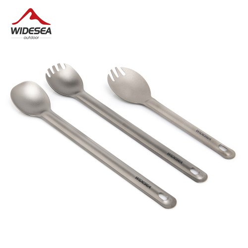 Zdjęcie Widesea Camping Titanium Spork Spoon Outdoor Lekki widelec Zastawa stołowa Przenośny piknik Piesze wycieczki Podróżowanie Ultralekka zastawa stołowa