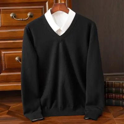 Image de Pull Homme Cachemire Col V - Élégant & Chaud