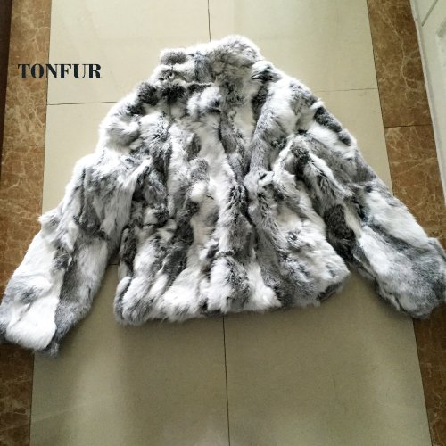 Imagen de Abrigo de Piel de Conejo Auténtica con Cuello Mandarín para Mujer – Chaqueta de Piel Natural Completa y Personalizada, Modelo WSR61, Nueva Colección 2023