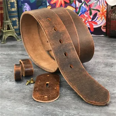 Image de Ceinture Homme Cuir Épais Sans Boucle - Style Rétro
