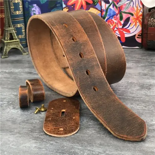 Image de Ceinture Homme Cuir Épais Sans Boucle - Style Rétro