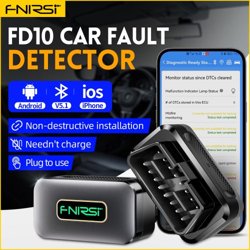 Image of FNIRSI FD10 OBD2 Scanner Bluetooth Car Diagnostic Tool with Error Code Reader, Check Engine Light Fixer for iOS and Android Devices