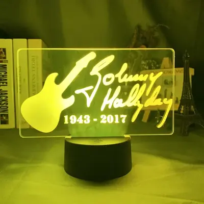 Image de Veilleuse LED Johnny Hallyday - Lumière Colorée pour Fans