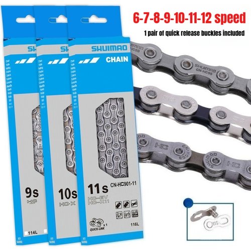 Immagine di Catena per Bicicletta MTB da 6 a 12 Velocità - Compatibile con 10V, 11V, 12V, Lunghezza 116 e 126 Link - Catena Originale per Mountain Bike e Biciclette da Strada