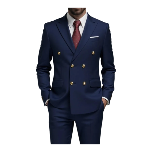 Image de Costume Homme Bleu Marine Double Boutonnage - Élégant & Raffiné