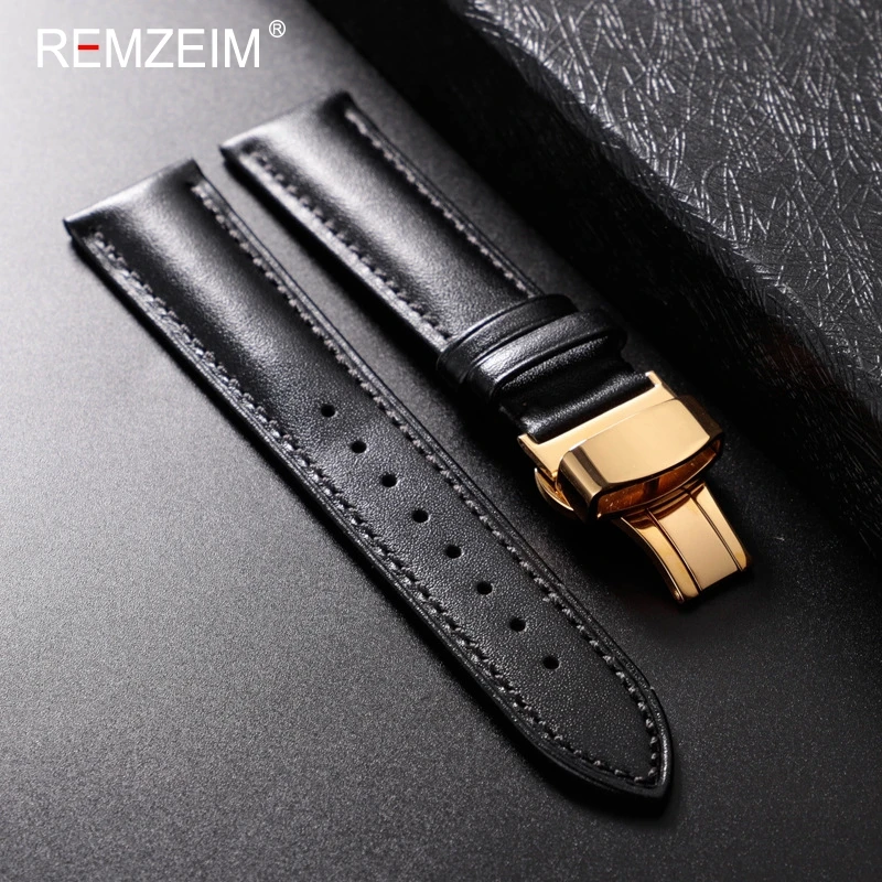 Image of Premium Genuine Leather Watch Strap for Men and Women – 18mm, 20mm, 22mm Replacement Band with Automatic Butterfly Clasp – Casual & Elegant Design