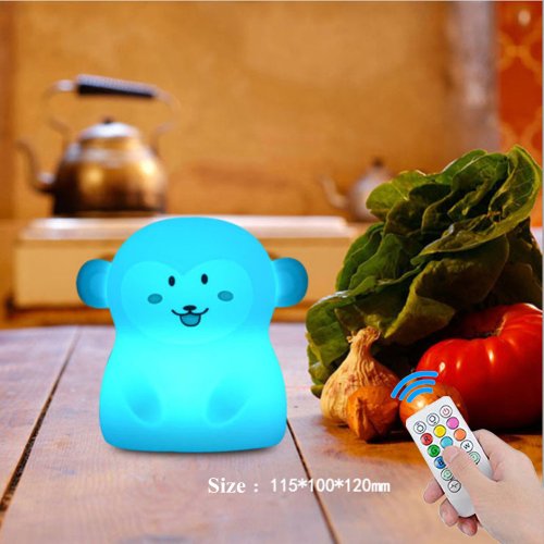 Imagen de Luz LED nocturna de búho con Sensor táctil, Control remoto, temporizador regulable de 9 colores, lám...