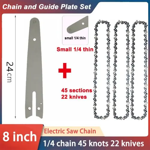 Image de Barre de Scie Électrique 8 Pouces - Guide de Chaîne Mini Tronçonneuse