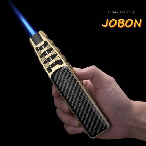 Imagen de JOBON-encendedor de Gas butano a prueba de viento para exteriores, Metal, soplete de turbina, llama azul, pistola de fuego fuerte, cocina, barbacoa, herramientas para hornear y acampar