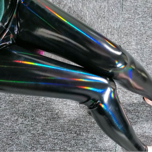 Imagen de Pantalones de Cuero PU Brillantes para Mujer, Leggings Ajustados de Cintura Alta con Efecto Luminoso, Diseño Moderno y Elástico para Realzar la Silueta
