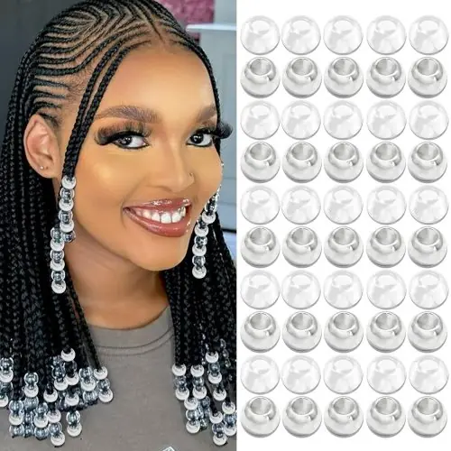 Image de Perles Transparentes pour Dreadlocks - Kit de 50 Pièces