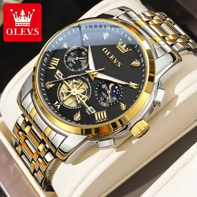Image de Montre Homme Chronographe Élégante avec Phase de Lune