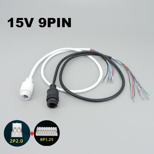 Afbeelding van 15V 9-Pin RJ45 Netwerkkabel met PoE en DC Vrouwelijke Connector voor IP Camera's en Beveiligingssystemen