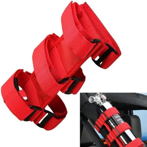Image de Support d'Extincteur Réglable pour Jeep Wrangler - Noir/Rouge