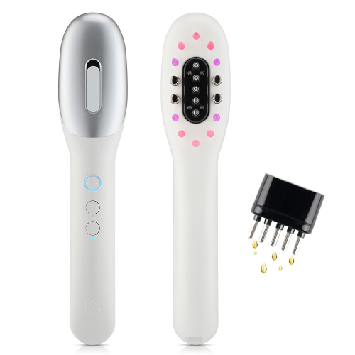 Imagen de Peine masajeador eléctrico EMS para el cuero cabelludo, masajeador de cabeza con luz LED, aplicador de aceite para el cabello, relajación del crecimiento del cabello, apto para todos los peinados