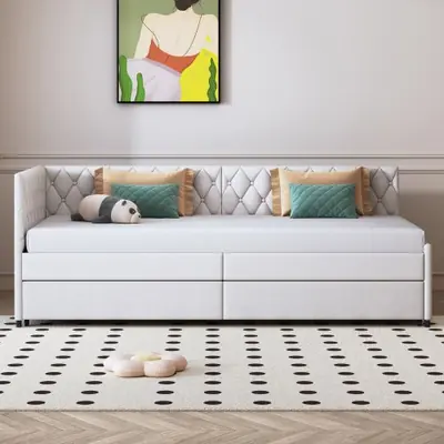 Image de Lit de Repos Rembourré 90x200 cm - Lit Gigogne & Canapé Lit