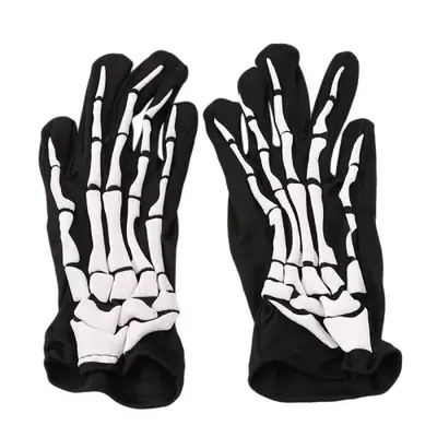 Image de Gants d'Halloween Fantôme avec Griffes - Noir & Blanc