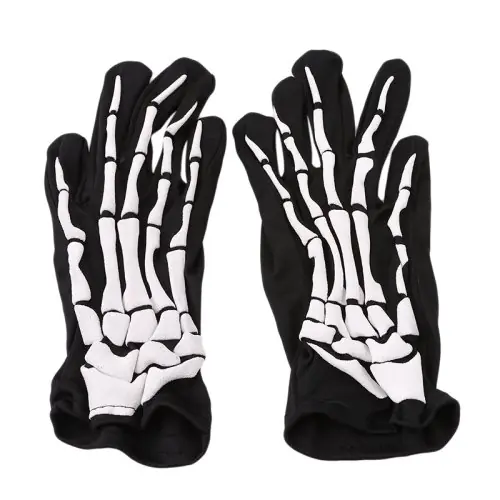 Image de Gants d'Halloween Fantôme avec Griffes - Noir & Blanc