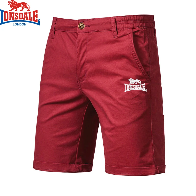 Immagine di Pantaloncini da spiaggia in cotone 100% estivi LONSDAL ricamati da uomo Pantaloncini da spiaggia in ...