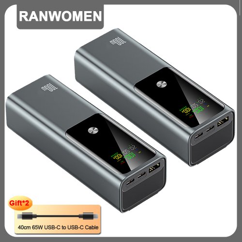 Immagine di Ranwomen 20000mAh Power Bank ad alta capacità Display digitale a LED Caricatore portatile Batteria esterna 100W Ricarica rapida per laptop