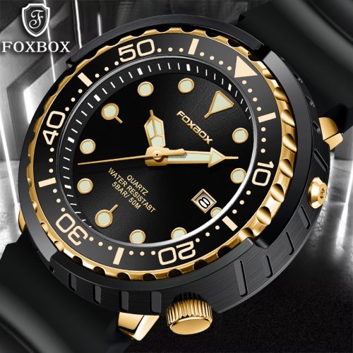 Immagine di Orologio da Uomo Lige Fashion Diver, Top Brand di Lusso con Movimento al Quarzo, Impermeabile 50 ATM, Cronografo con Data, Orologio Sportivo da Polso per Uomini