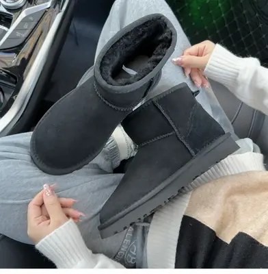 Image de Bottes d'Hiver Chaudes en Cuir & Laine