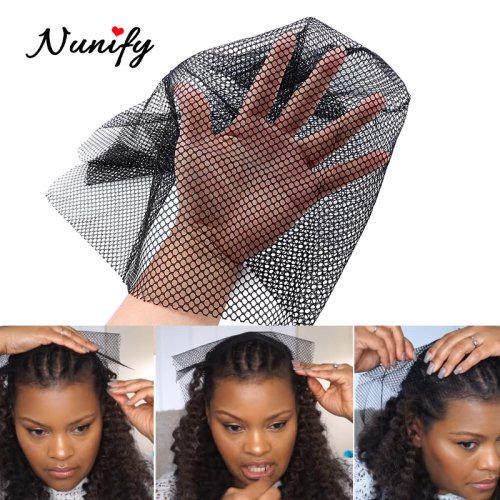 Imagen de Red de Encaje Elástica para Peluca, Color Negro, Ideal para Mujer - Lote de 1 Unidad, Redes Tejidas para Cabello con Trama Fina y Natural