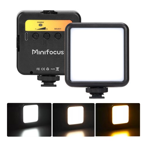 Imagen de Luz LED Portátil Bicolor 2500K-7000K con Zapata Fría para Cámara DSLR, Videocámara, GoPro y Vlogs – Iluminación Profesional para Fotografía y Grabación de Video