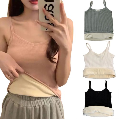 Immagine di Top Senza Maniche Donna in Velluto Termico – Intimo Caldo Invernale Tinta Unità, Abbigliamento da Notte Casual e Sexy con Elevata Elasticità