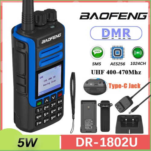 Immagine di Baofeng DR-1802U Walkie Talkie USB-C Caricatore DMR Radio digitale UHF 400-470 MHz Cronografia AES256 Ad alta capacità Aggiornato di BF-H7