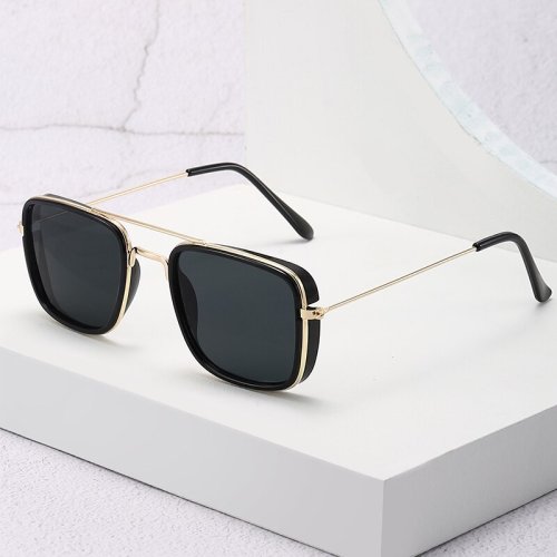 Image of Stylish Metal Square Sunglasses with UV Protection – Retro European & American Design for Fashion-Forward Look