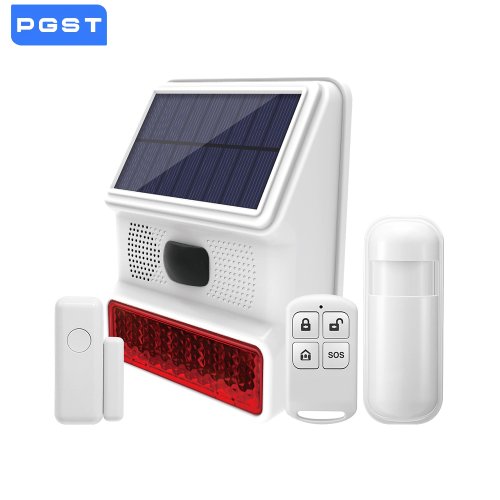 Imagen de Sirena de Alarma Solar Inalámbrica para Exteriores con Luz Estroboscópica y Sonido Potente, Resistente al Agua, Compatible con Sistemas de Alarma WiFi y GSM de 433 MHz