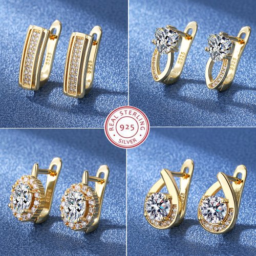Image de Boucles d'oreilles Carrées en Cristal - Argent 925