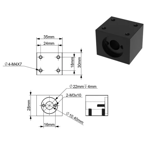 Negro T8 tuerca asiento